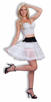 Black W/White Mini Crinoline Tutu 16"" Petticoat Costume Adult Stnd