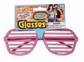 Hip Hop Rhinestone Pink Slat Costume Glasses