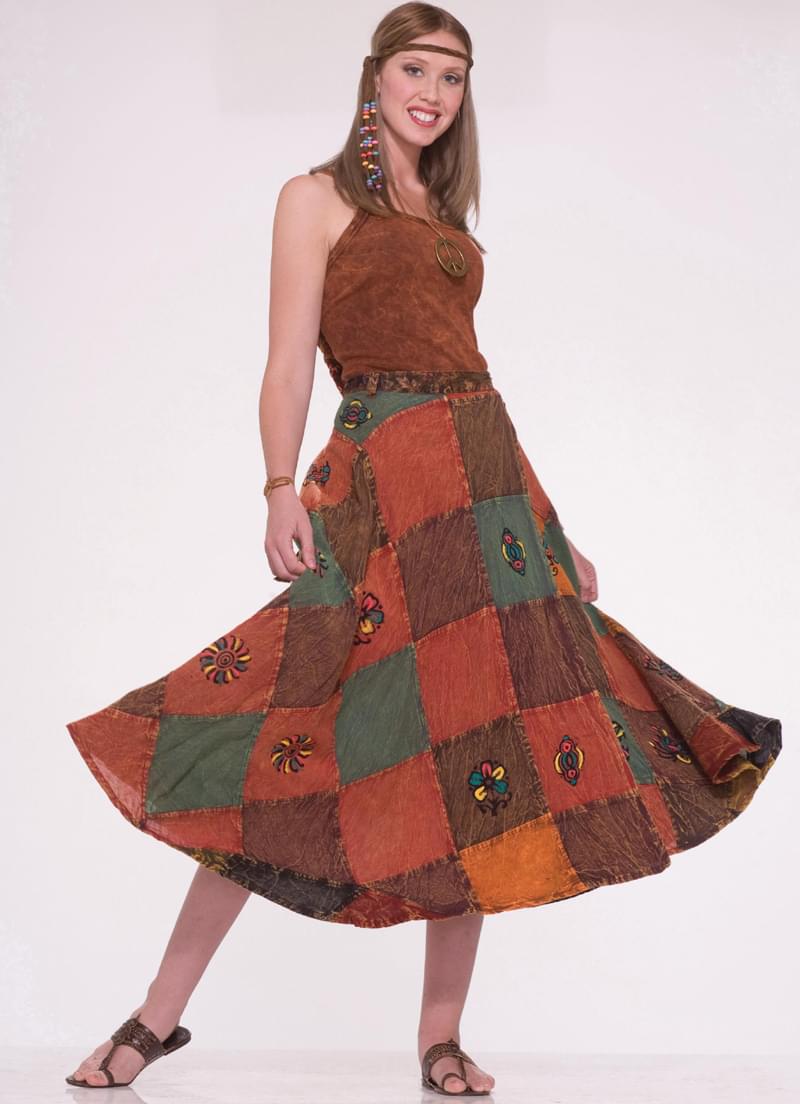 60's 70's Hippie Patch Costume Skirt Adult Standard