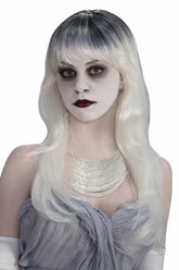 Haunted Long White Grey Costume Wig Adult