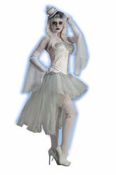 Ghost White Flutter Costume Gloves Adult