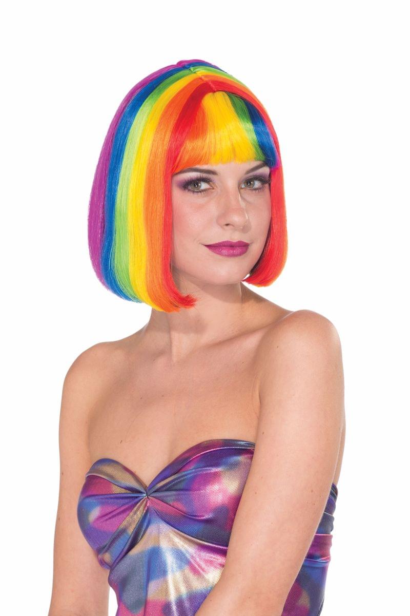 Rainbow Chic Bob Costume Wig Adult