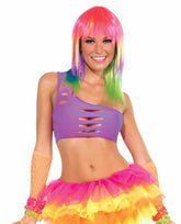 Club Candy Asymmetrical Cut Costume Bra Top Adult: Purple