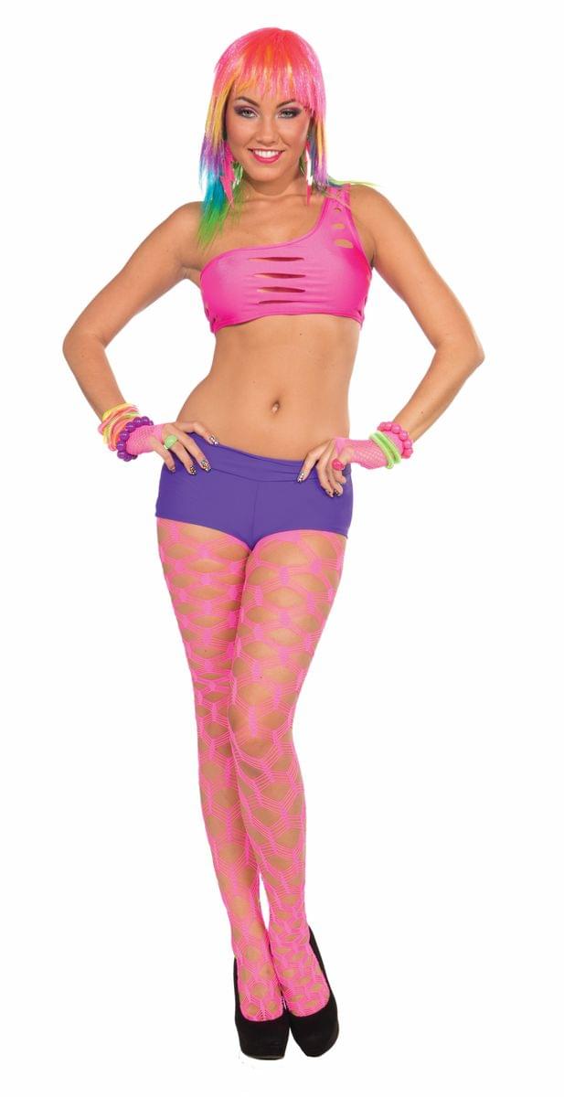 Club Candy Wide Fishnet Pantyhose Costume Hosiery Adult: Pink