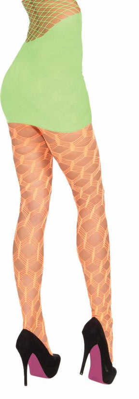 Club Candy Wide Fishnet Pantyhose Costume Hosiery Adult: Orange
