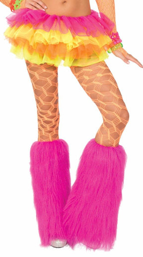 Club Candy Wide Fishnet Pantyhose Costume Hosiery Adult: Orange