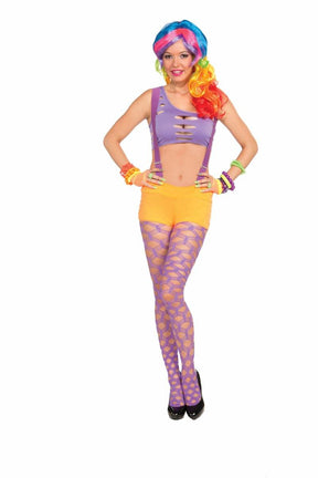 Club Candy Wide Fishnet Pantyhose Costume Hosiery Adult: Purple