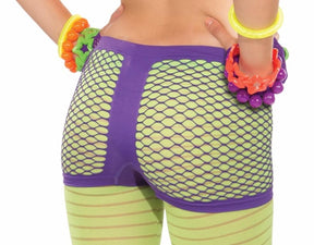 Club Candy Neon Fishnet Costume Boy Shorts Adult: Purple