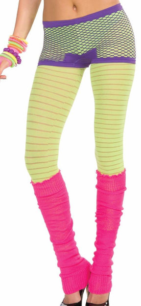 Club Candy Neon Fishnet Costume Boy Shorts Adult: Purple