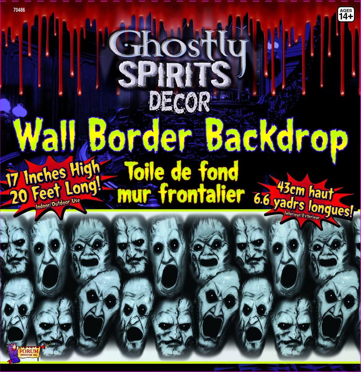 20 Foot Long Screaming Faces Wall Border Halloween Party Decoration