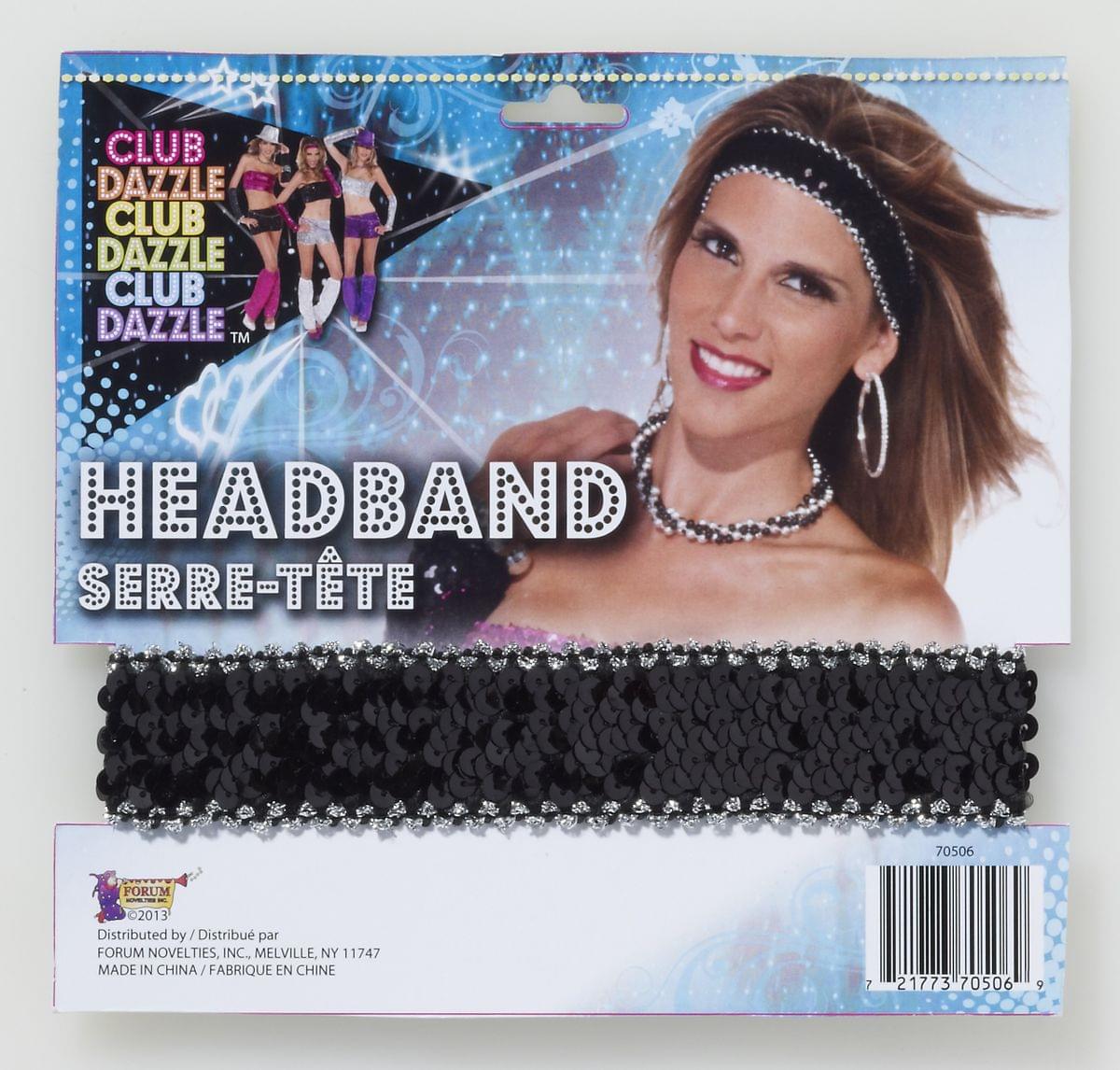 Sequin Costume Headband Adult: Black