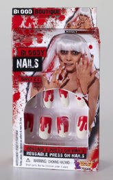 Bloody Press On Nails Costume Accessory