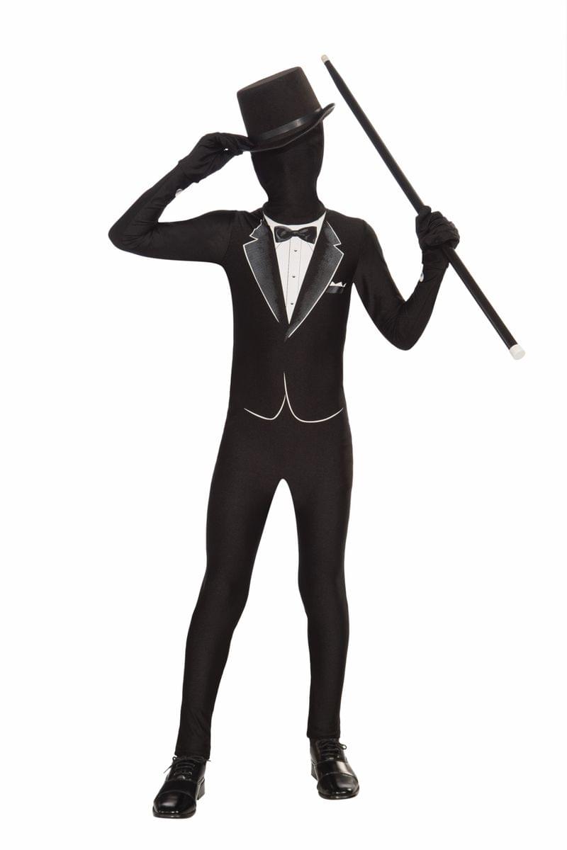 Disappearing Man Stretch Costume Jumpsuit Teen: Formal Tux Suit