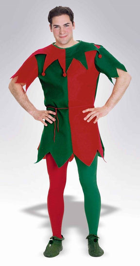 Christmas Holiday Elf Costume Tights Adult: Red & Green