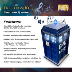 Doctor Who Bad Wolf TARDIS Wireless Bluetooth Speaker