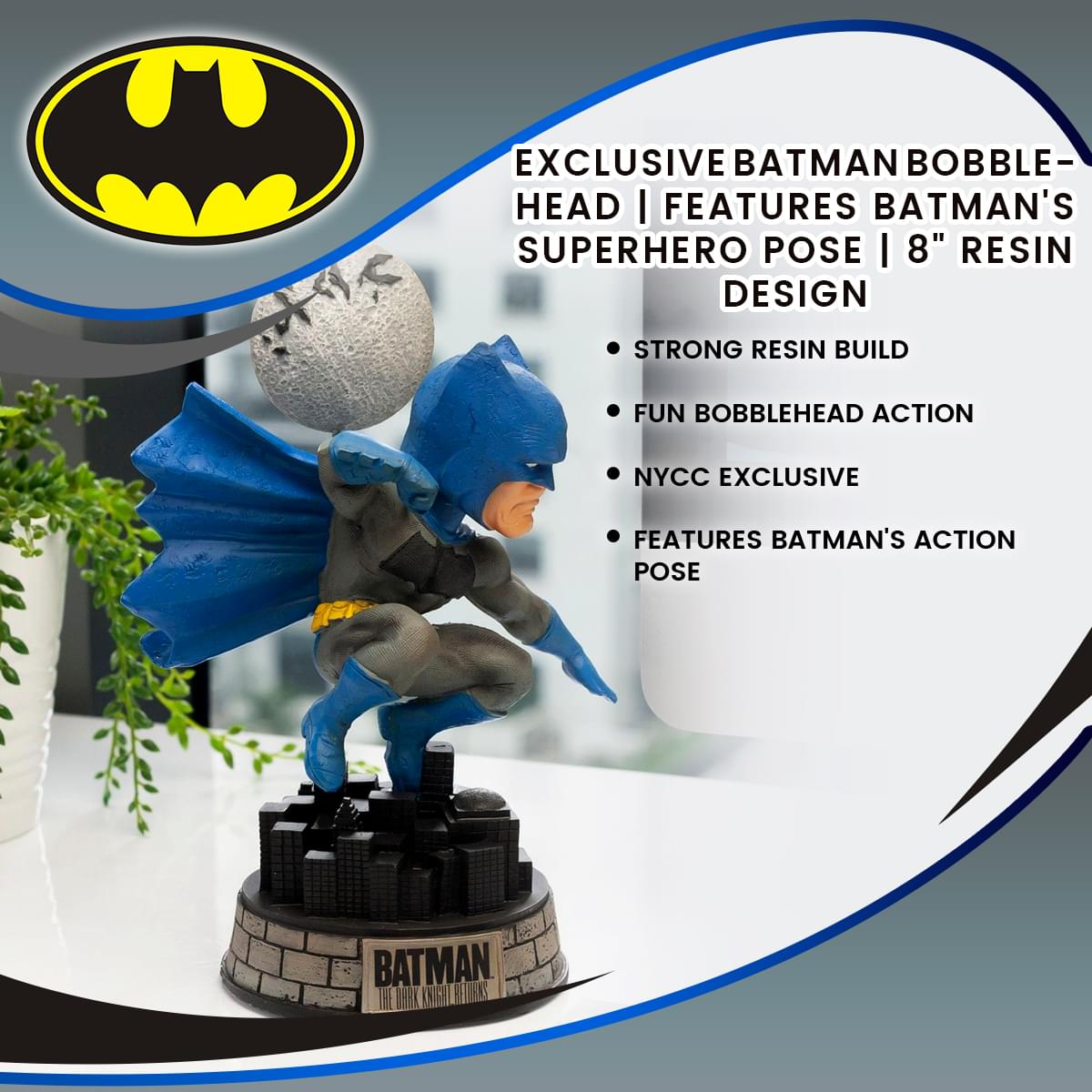 EXCLUSIVE Batman Bobblehead | Features Batman's Superhero Pose | 8" Resin Design