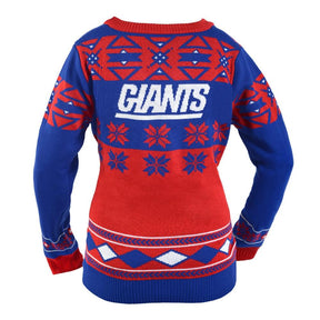 New York Giants NFL Women's Big Logo V-Neck Ugly Christmas Sweater