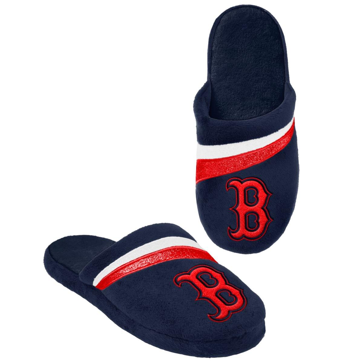 Boston Red Sox MLB Adult Glitter Stripe Slide Slipper