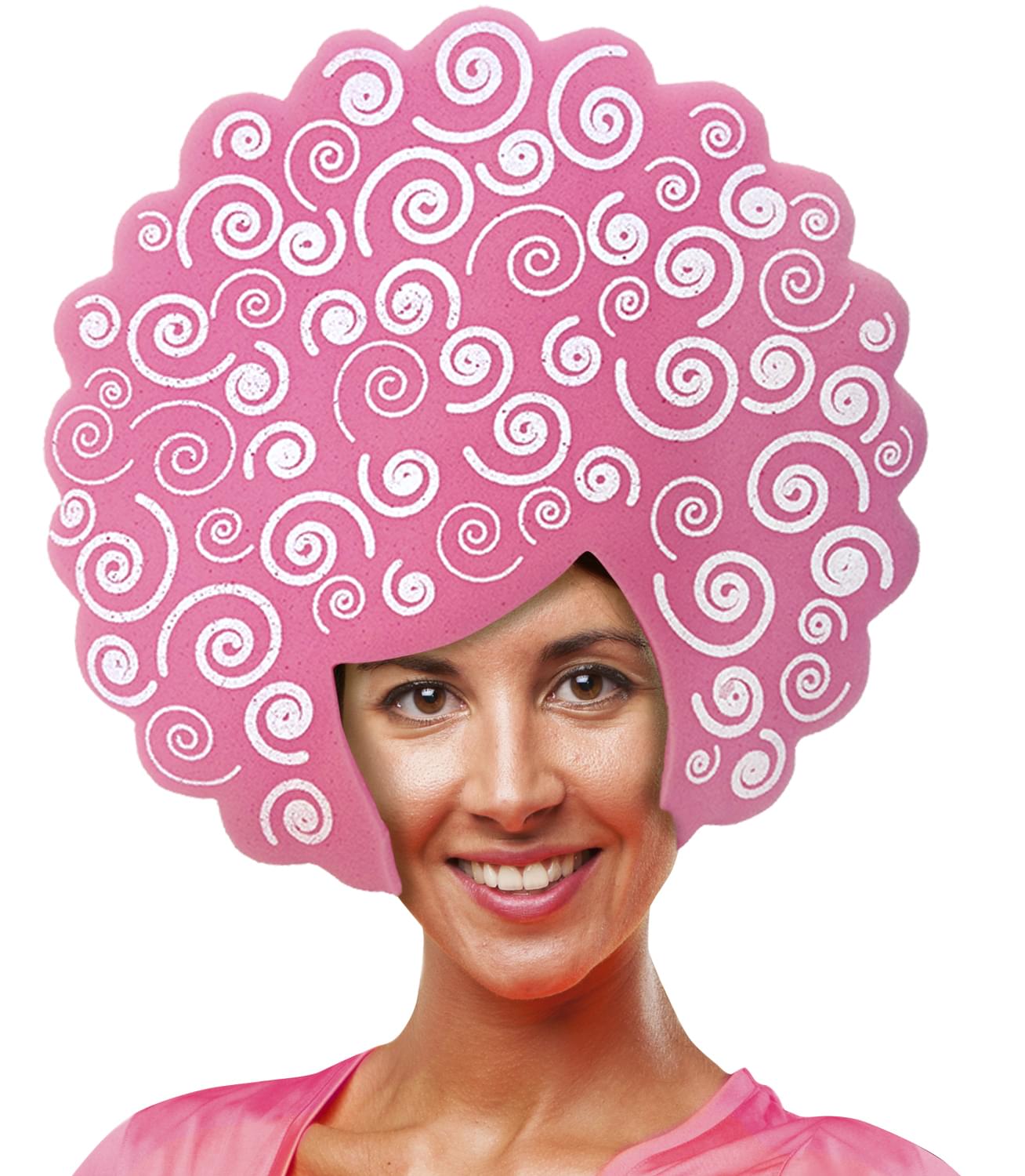 Funky Fresh Pink Curly Adult Foam Costume Hat