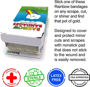 Rainbow Bandages | Set of 18 Individually Wrapped Self Adhesive Bandages