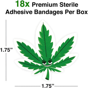 Pot Leaf Bandages | Set of 18 Individually Wrapped Self Adhesive Bandages