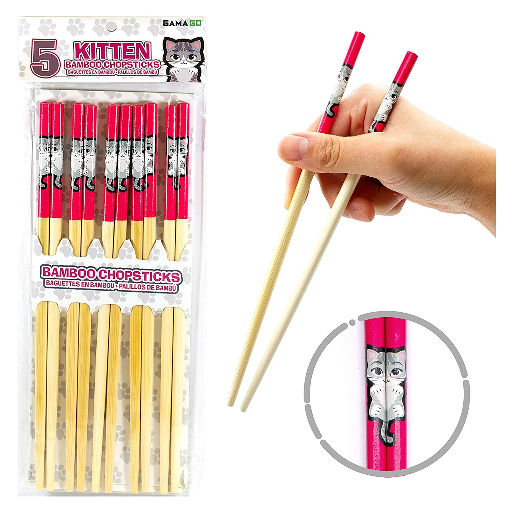 Kitten GAMAGO Cast Bamboo Chopsticks | Set of 4