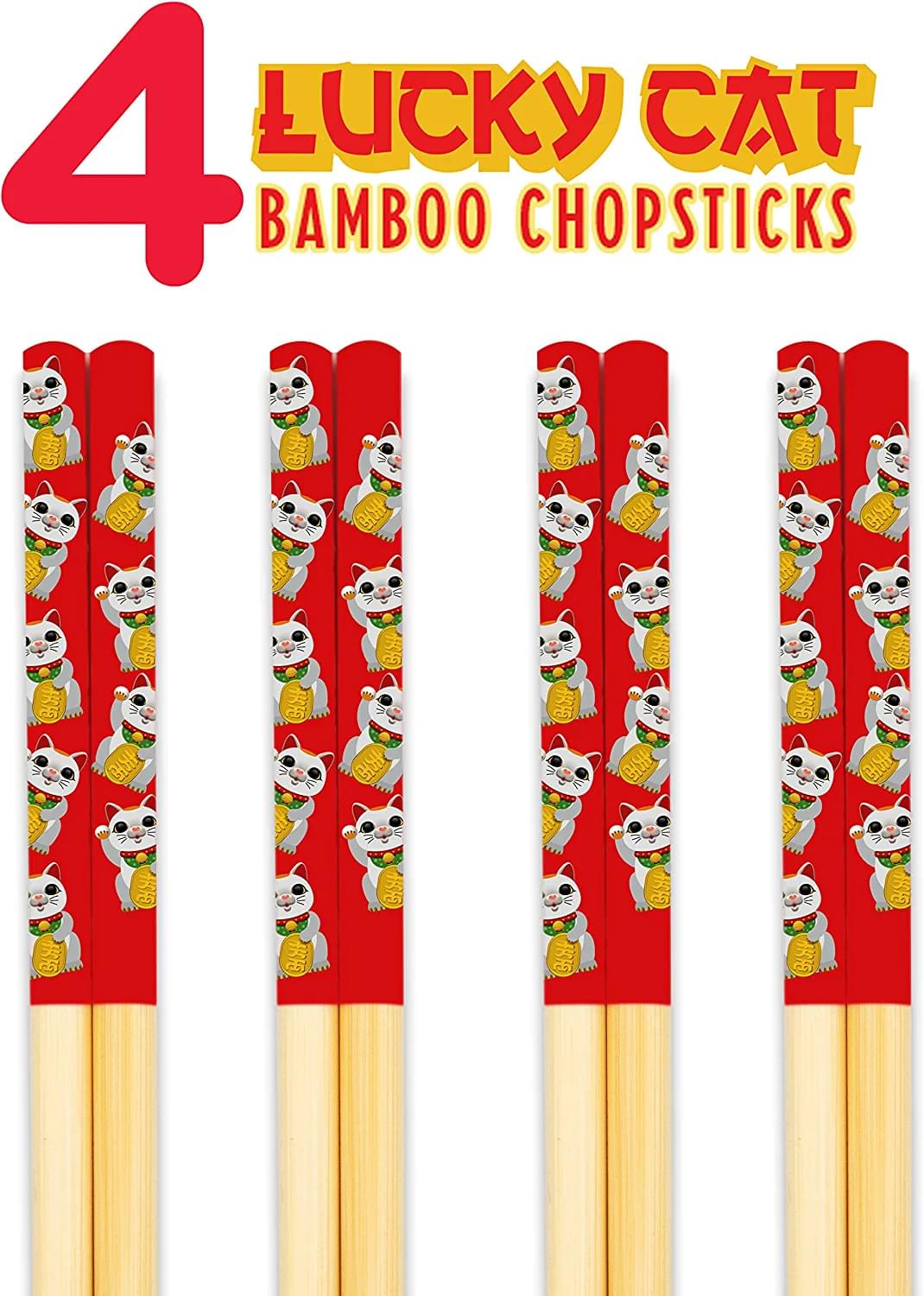Lucky Cat GAMAGO Cast Bamboo Chopsticks | Set of 4