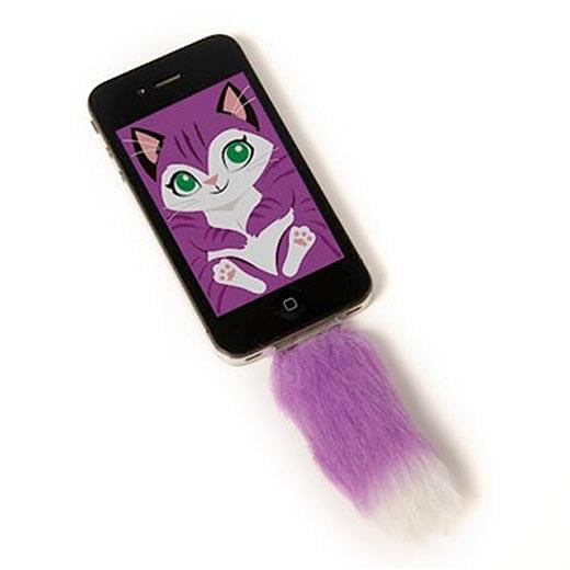 Faux Purple Fox Tail For Iphone Clip in Accessory With Screensaver