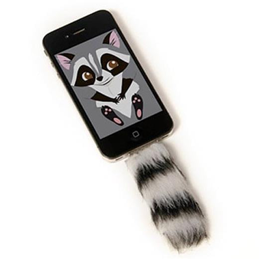 Faux White Strip Fox Tail Iphone Clip in Accessory With Screensaver