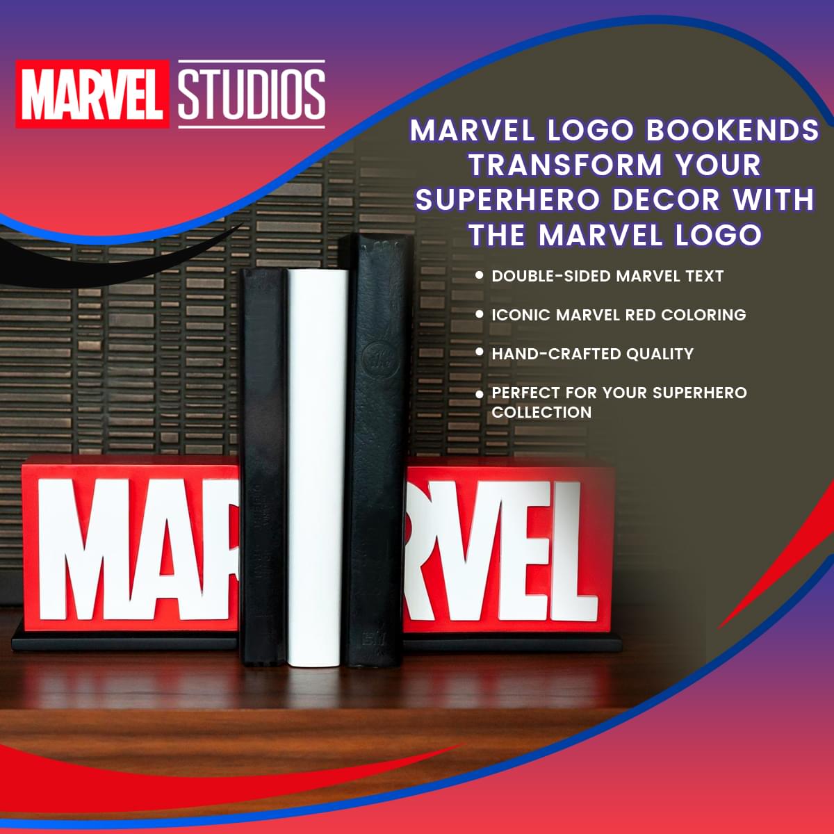 Marvel Logo Bookends | Transform Your Superhero Decor With The Marvel Logo