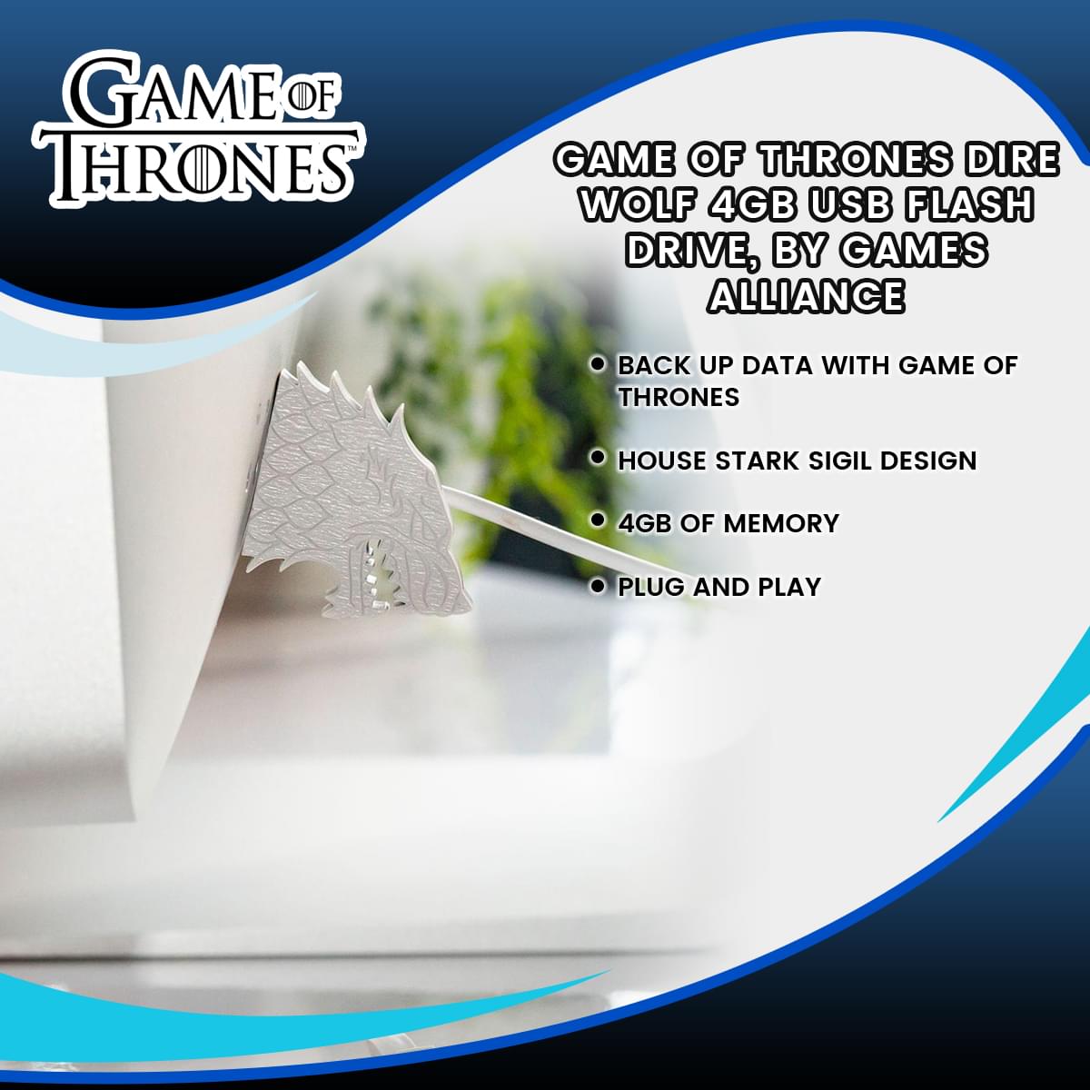 Game of Thrones Dire Wolf 4GB USB Flash Drive, by Games Alliance