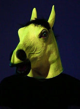 Blacklight Responsive Yellow Horse Adult Costume Mask