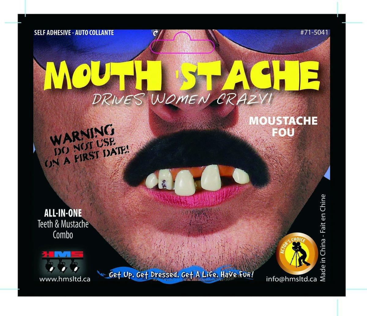 Mouth Stache Moustache With Teeth Costume Accessory