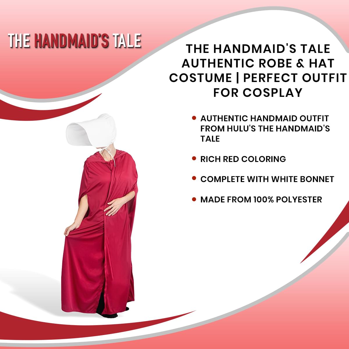 The Handmaid's Tale Authentic Robe & Hat Costume | Perfect Outfit For Cosplay