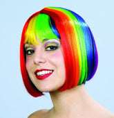 Rainbow Pride Multi Color Costume Bob Wig