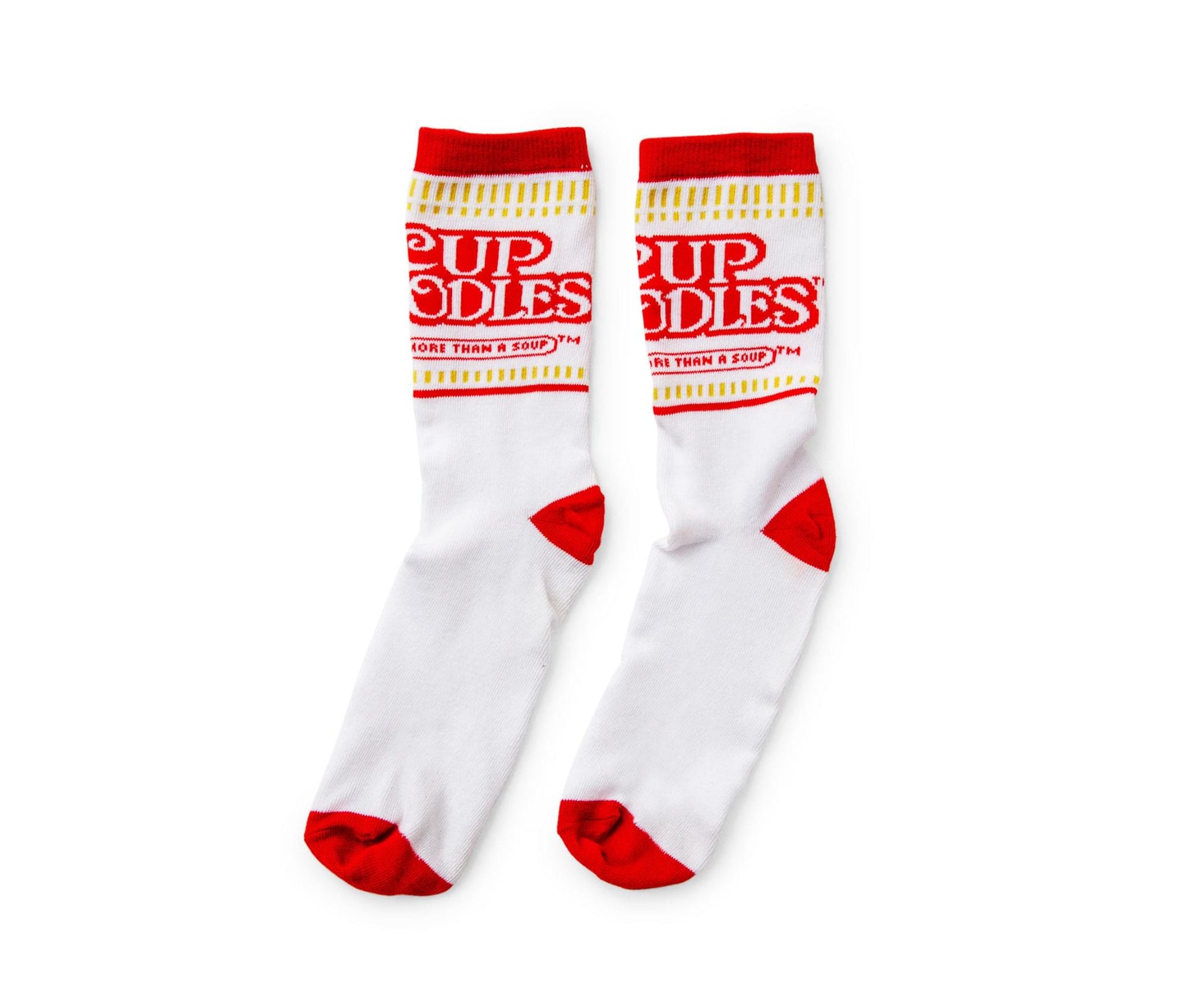 Cup Noodles White Knit Unisex Crew Socks | Shoe Size 8-12, Sock Size 10-13