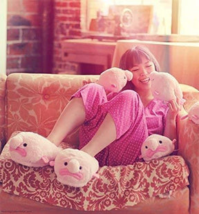 Blobfish Pink Unisex Plush Slippers | One Size Fits Most