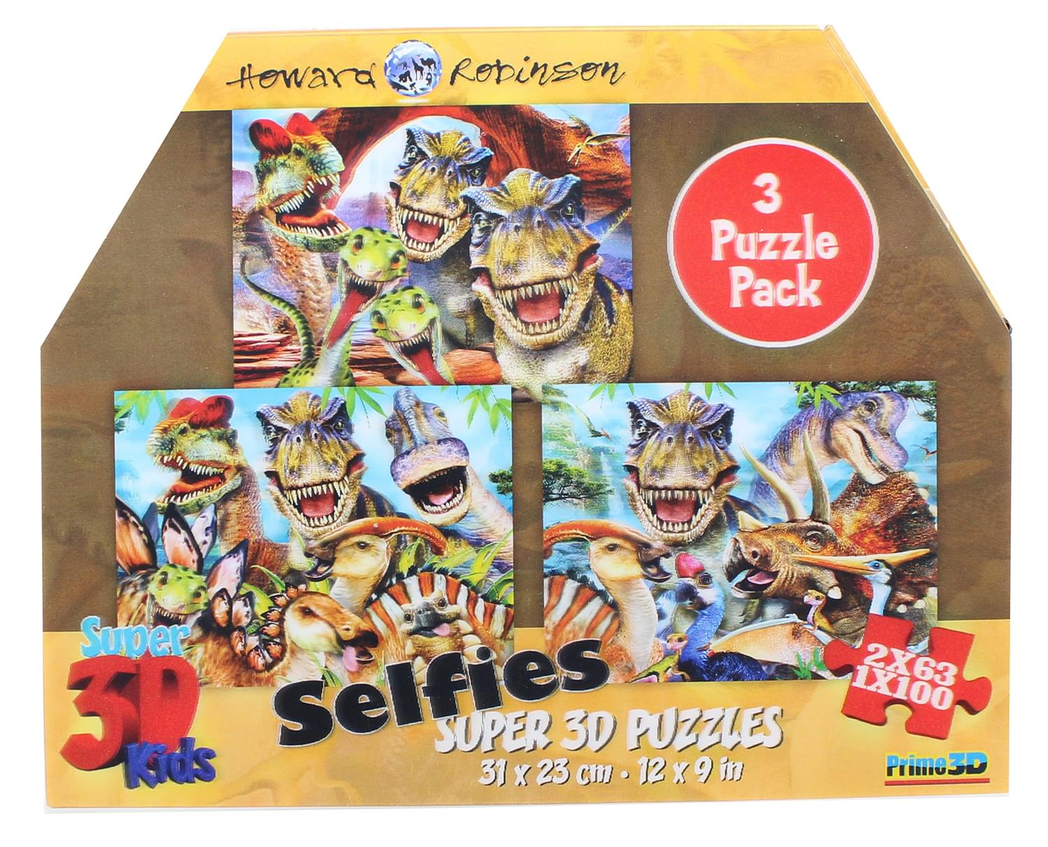 Howard Robinson- Dinosaur Selfies 63 & 100pc 3D Puzzle Box of 2