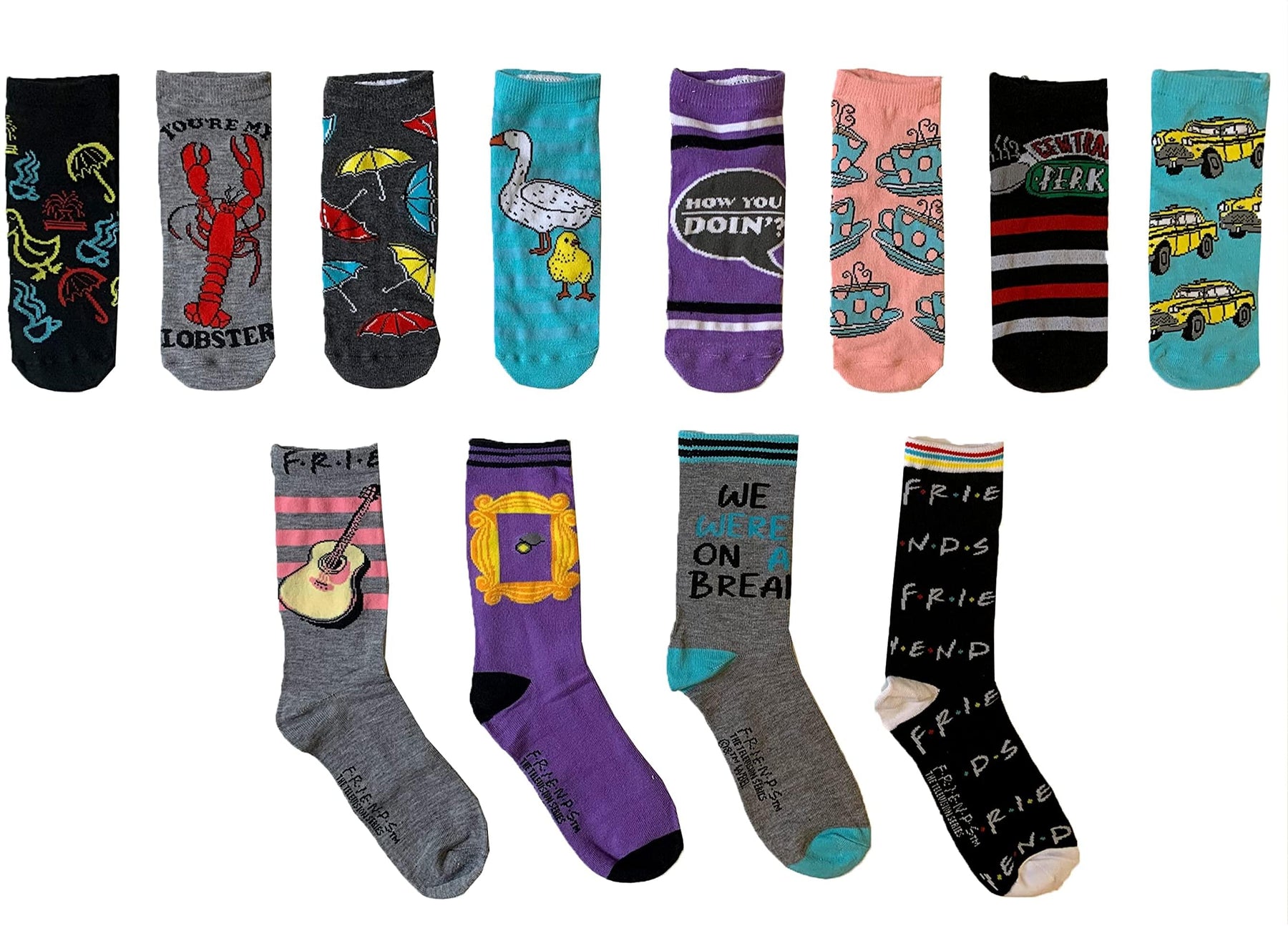 Friends Womens 12 Days of Socks in Advent Gift Box