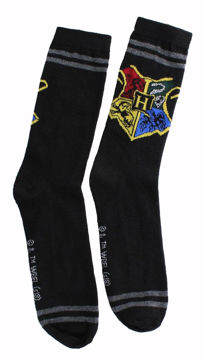 Harry Potter Black Hogwarts Crest Men's Crew Socks