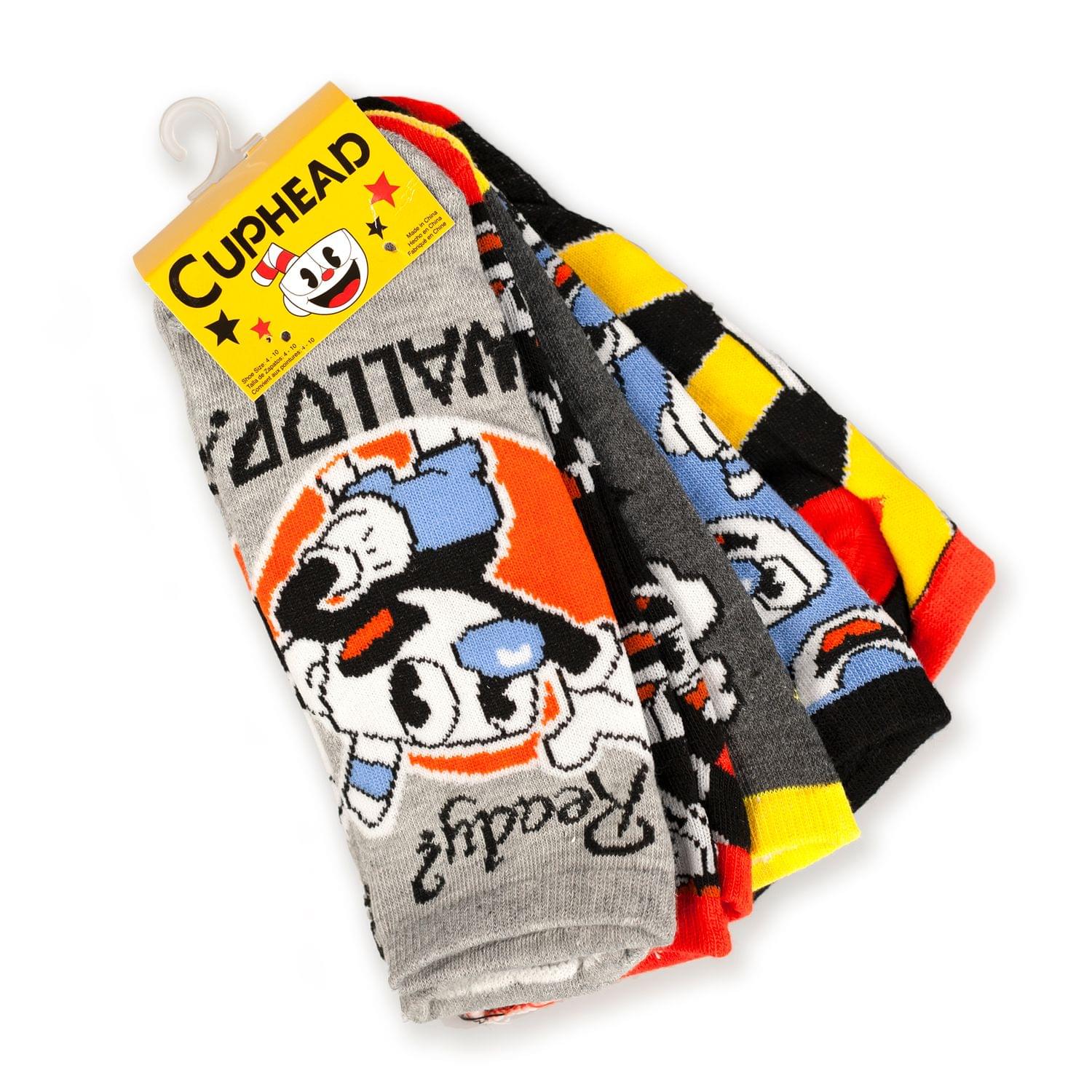 Cuphead Collectibles Adult Ankle Socks | Cuphead & Mugman Wallop Socks | 5 Pack