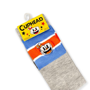 OFFICIAL Cuphead Striped Grey Crew Socks | Soft Socks Perfect for Cuphead Fans