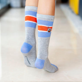OFFICIAL Cuphead Striped Grey Crew Socks | Soft Socks Perfect for Cuphead Fans