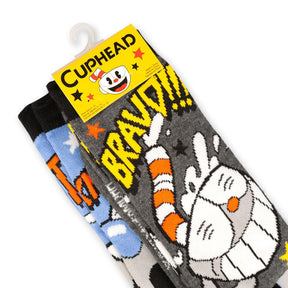 Cuphead Adult Crew Sock | Cuphead and Mugman Socks | 2-Pack Bravo and Knockout