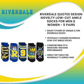 Riverdale Quotes Design Novelty Low-Cut Ankle Socks for Men & Women - 5 Pairs