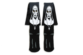 The Nun Athletic Crew Socks with 3D Print - Breathable Black Tube Socks - 1 Pair