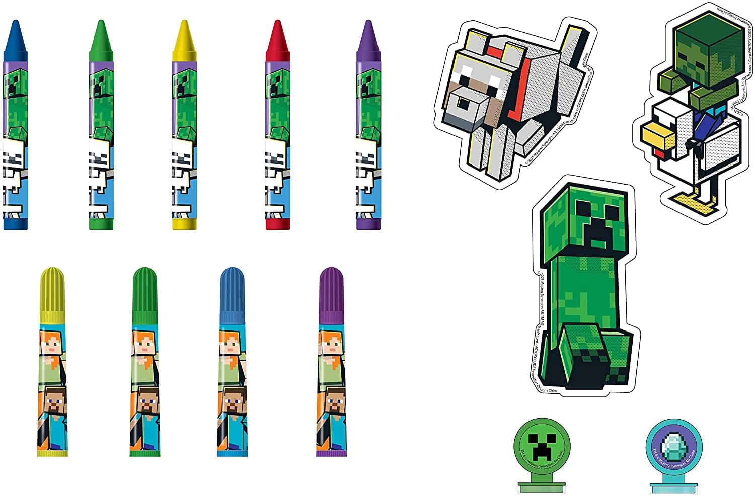 Minecraft Kids Coloring Art Set | Stickers & Stampers