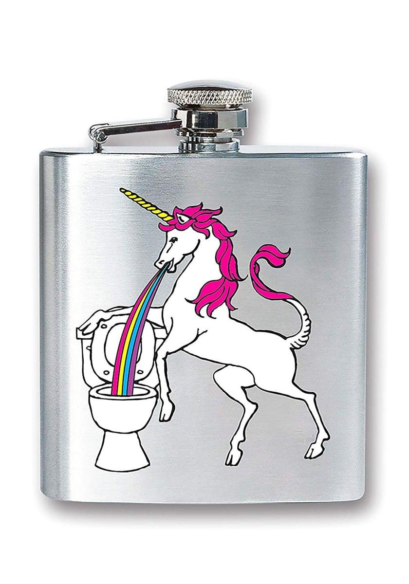 Unicorn Puking Rainbow 8oz Stainless Steel Flask