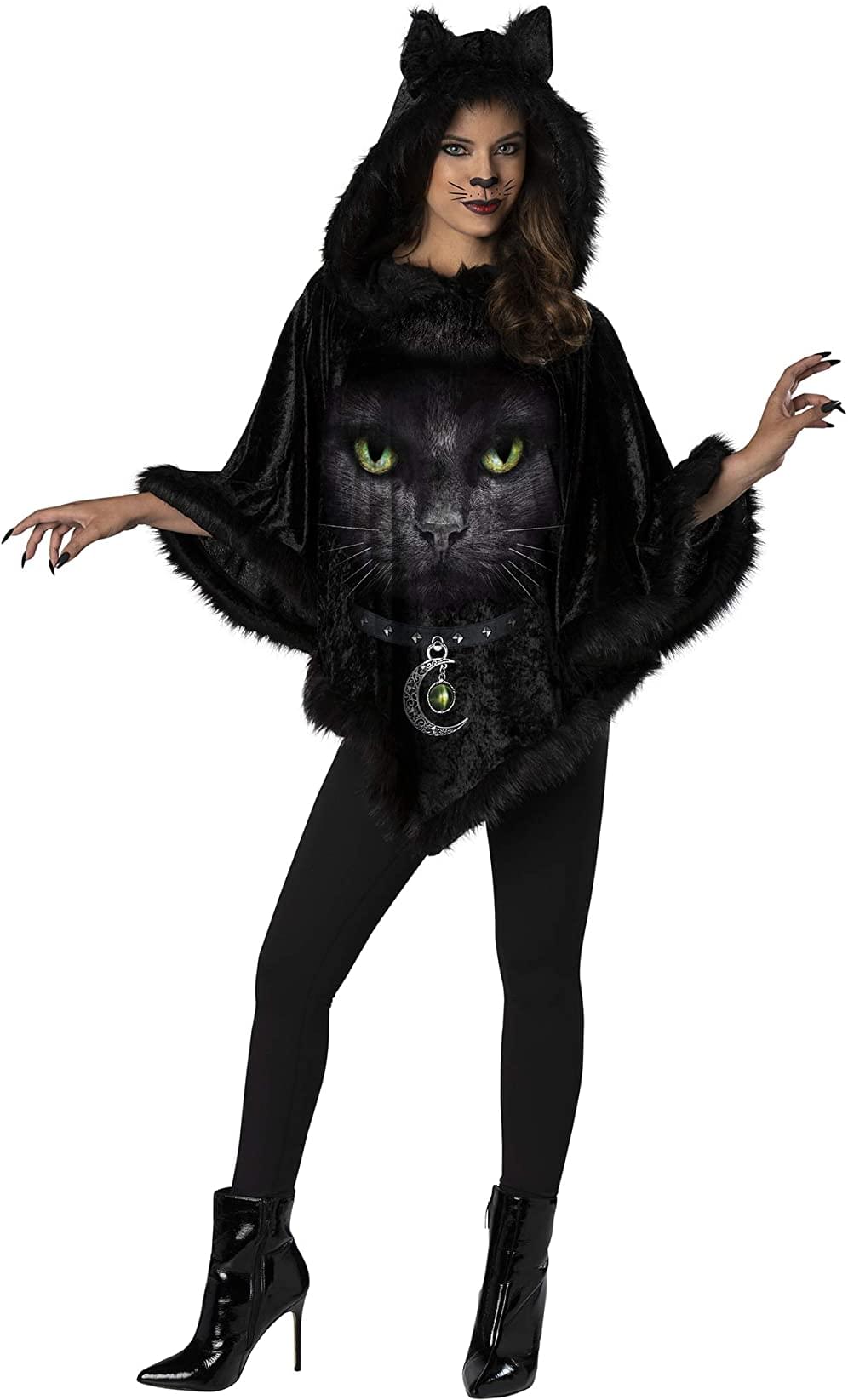 Mystical Cat Hooded Poncho Adult Costume | One Size