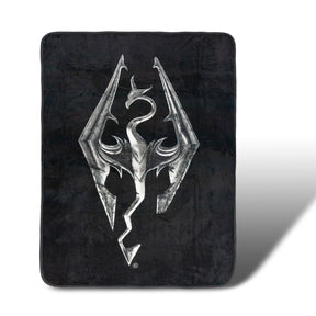 Skyrim Dragon Emblem Lightweight Fleece Throw Blanket | 45 x 60 Inches